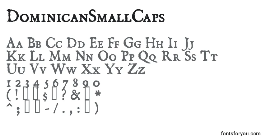 A fonte DominicanSmallCaps – alfabeto, números, caracteres especiais