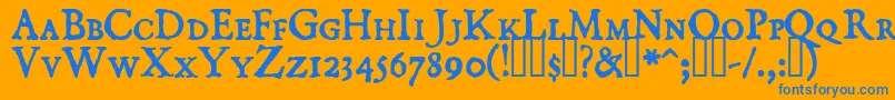 DominicanSmallCaps Font – Blue Fonts on Orange Background