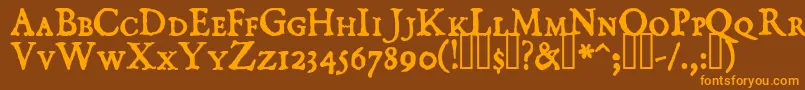 DominicanSmallCaps Font – Orange Fonts on Brown Background