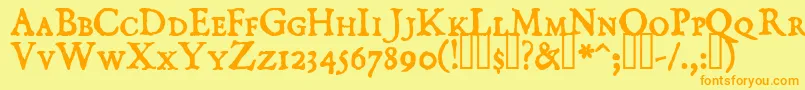 DominicanSmallCaps Font – Orange Fonts on Yellow Background