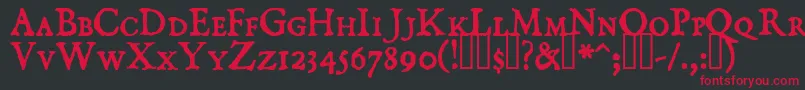 フォントDominicanSmallCaps – 黒い背景に赤い文字