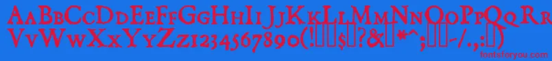 DominicanSmallCaps Font – Red Fonts on Blue Background