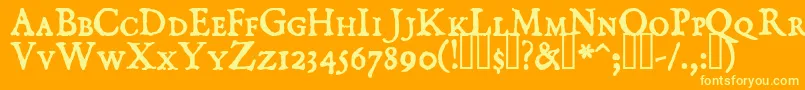 DominicanSmallCaps Font – Yellow Fonts on Orange Background