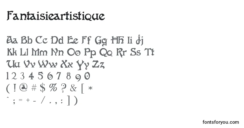 Schriftart Fantaisieartistique (85886) – Alphabet, Zahlen, spezielle Symbole