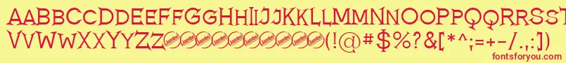 RomanicumRegular Font – Red Fonts on Yellow Background