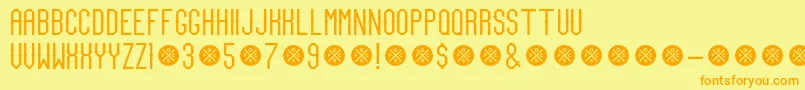 TeamCaptainDemo-Schriftart – Orangefarbene Schriften auf gelbem Hintergrund