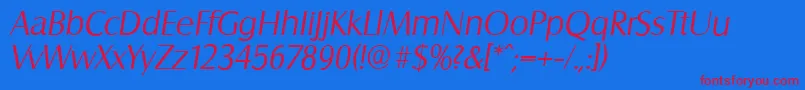 Шрифт SalzburgserialLightItalic – красные шрифты на синем фоне