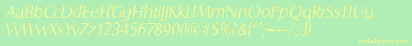 SalzburgserialLightItalic Font – Yellow Fonts on Green Background