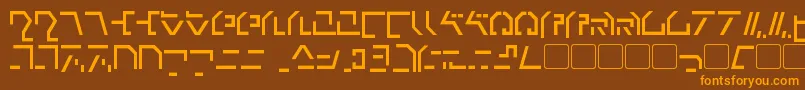 フォントModernCybertronic – オレンジ色の文字が茶色の背景にあります。
