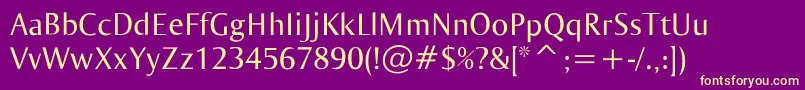 Ogirema-Schriftart – Gelbe Schriften auf violettem Hintergrund
