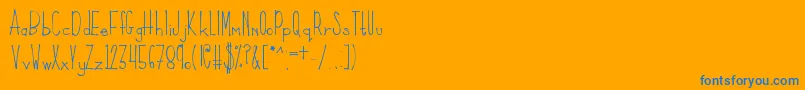 Klfrances-Schriftart – Blaue Schriften auf orangefarbenem Hintergrund