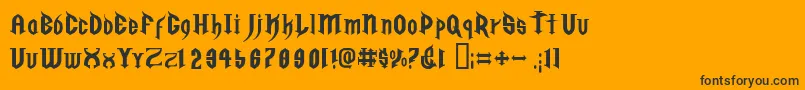 GolgothaRegularE. Font – Black Fonts on Orange Background