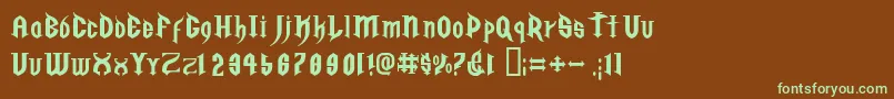 GolgothaRegularE. Font – Green Fonts on Brown Background