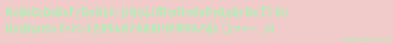 GolgothaRegularE. Font – Green Fonts on Pink Background