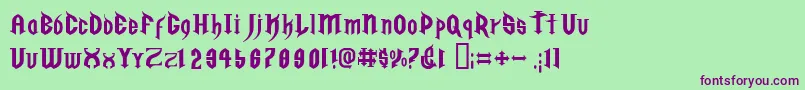 GolgothaRegularE. Font – Purple Fonts on Green Background