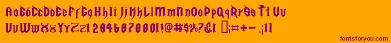 GolgothaRegularE. Font – Purple Fonts on Orange Background