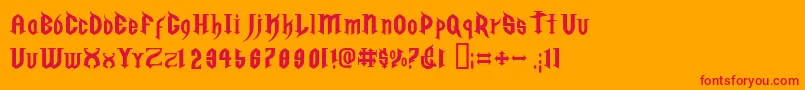 GolgothaRegularE. Font – Red Fonts on Orange Background