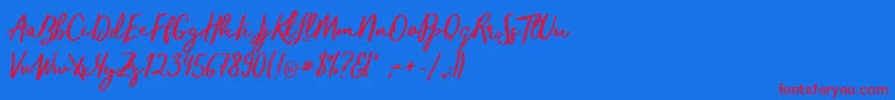 TrendsetterRegular Font – Red Fonts on Blue Background