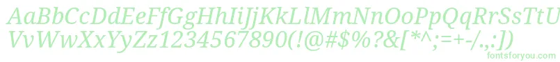 NotoSerifItalic Font – Green Fonts on White Background