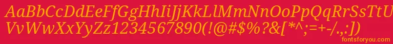 フォントNotoSerifItalic – 赤い背景にオレンジの文字