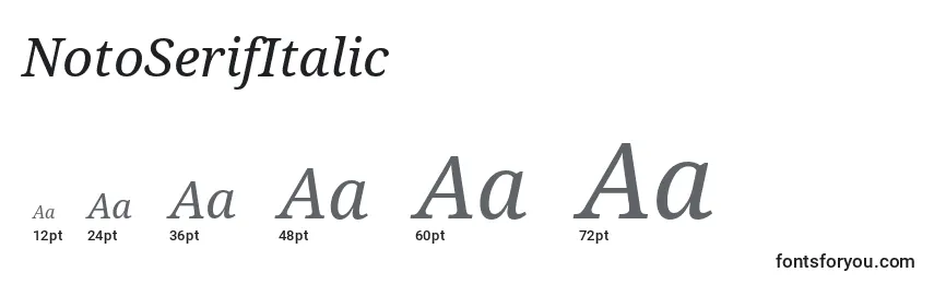 NotoSerifItalic Font Sizes