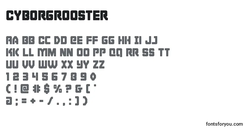 Schriftart Cyborgrooster – Alphabet, Zahlen, spezielle Symbole