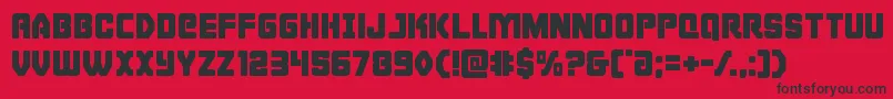 Cyborgrooster-Schriftart – Schwarze Schriften auf rotem Hintergrund