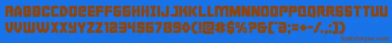 Więcej informacji o czcionce Cyborgrooster Czcionka Cyborgrooster – brązowe czcionki na niebieskim tle
