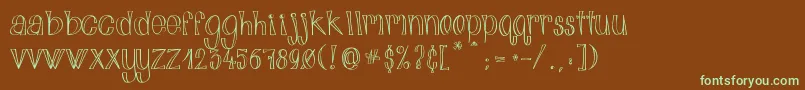 AlphabitsLight-fontti – vihreät fontit ruskealla taustalla