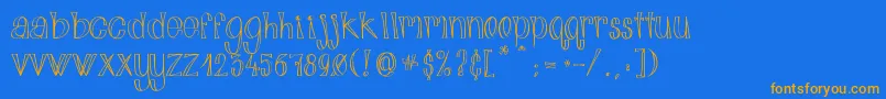 AlphabitsLight-Schriftart – Orangefarbene Schriften auf blauem Hintergrund