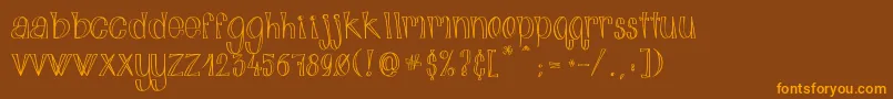 AlphabitsLight-Schriftart – Orangefarbene Schriften auf braunem Hintergrund