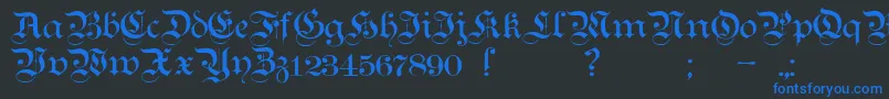 Teutonic1 Font – Blue Fonts on Black Background