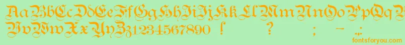 Teutonic1 Font – Orange Fonts on Green Background