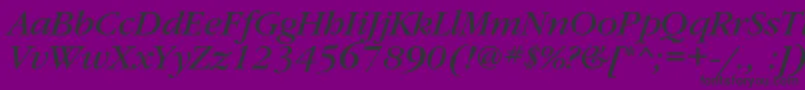 Fonte GaramondbookcItalic – fontes pretas em um fundo violeta