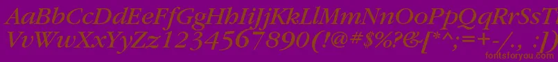 Fonte GaramondbookcItalic – fontes marrons em um fundo roxo
