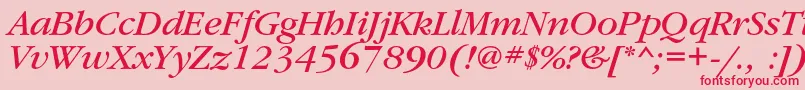 GaramondbookcItalic Font – Red Fonts on Pink Background