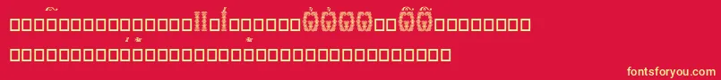 Orthodox.TtUcs8DropCaps-Schriftart – Gelbe Schriften auf rotem Hintergrund