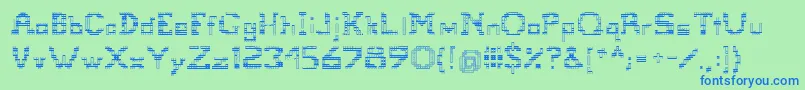 Tetris-fontti – siniset fontit vihreällä taustalla