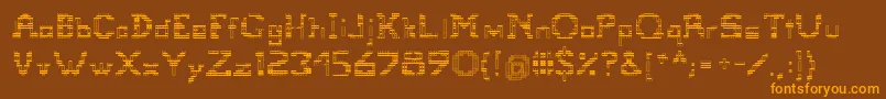 Tetris-Schriftart – Orangefarbene Schriften auf braunem Hintergrund