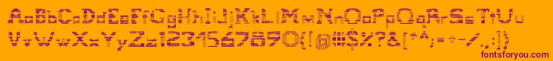 Tetris-Schriftart – Violette Schriften auf orangefarbenem Hintergrund