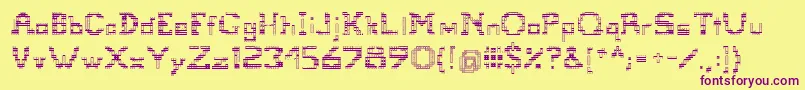 Tetris-Schriftart – Violette Schriften auf gelbem Hintergrund