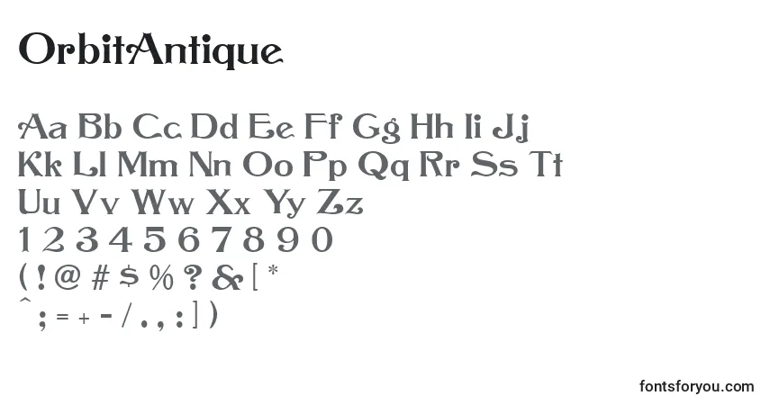 A fonte OrbitAntique – alfabeto, números, caracteres especiais