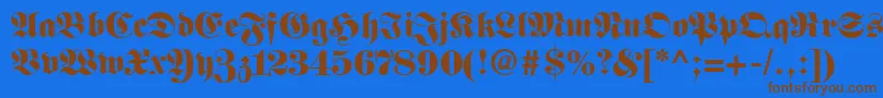 フォントFirallyRegular – 茶色の文字が青い背景にあります。