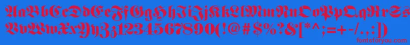 Czcionka FirallyRegular – czerwone czcionki na niebieskim tle