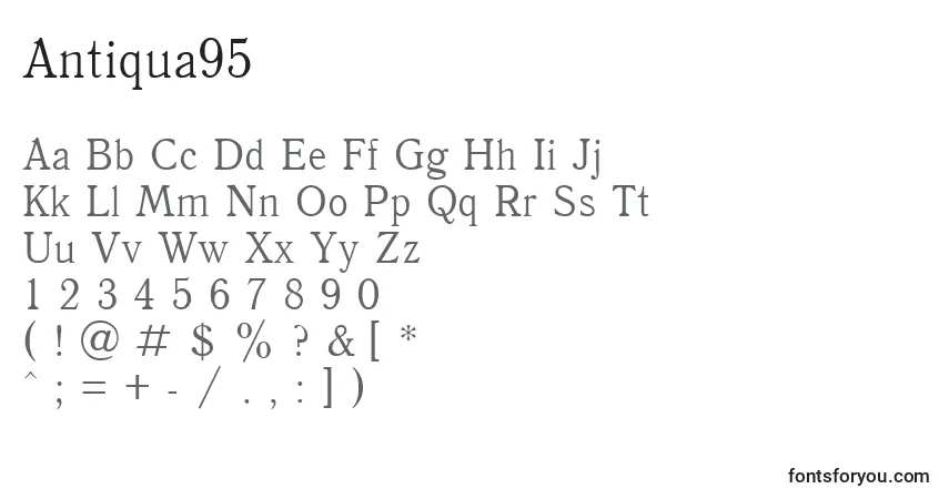 Schriftart Antiqua95 – Alphabet, Zahlen, spezielle Symbole