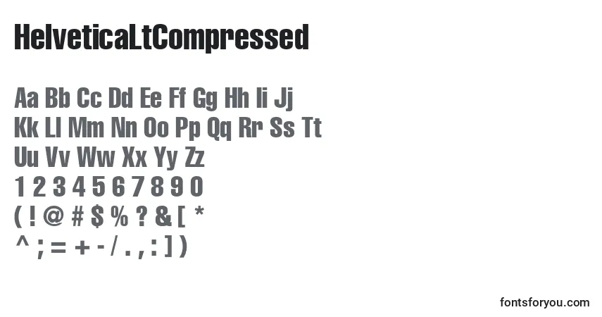 A fonte HelveticaLtCompressed – alfabeto, números, caracteres especiais