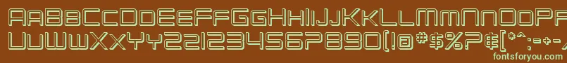 フォントSfChromium24Sc – 緑色の文字が茶色の背景にあります。