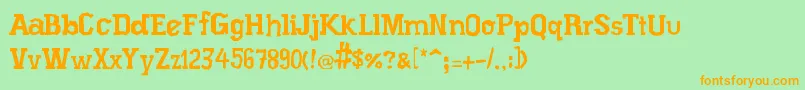 フォントXiloProsa – オレンジの文字が緑の背景にあります。