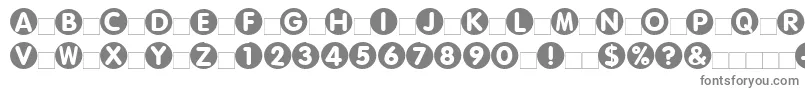 Circled ffy-fontti – harmaat kirjasimet valkoisella taustalla