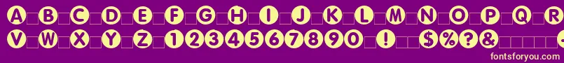 フォントCircled ffy – 紫の背景に黄色のフォント